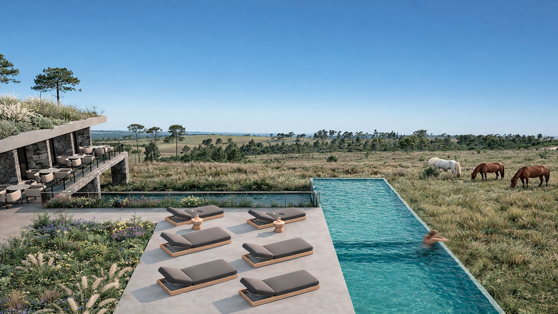 Piscina con vista al paisaje