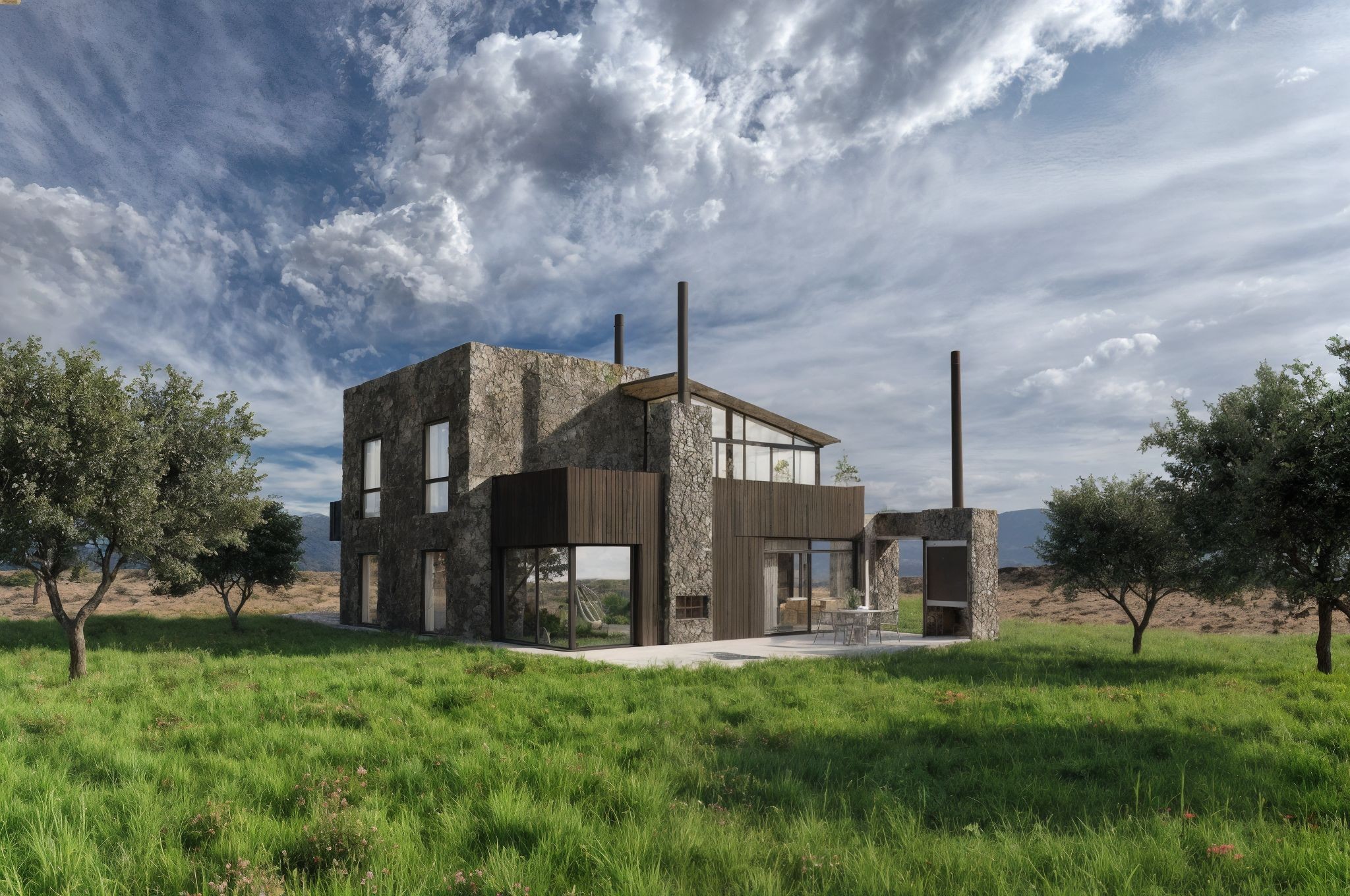 Residencia brandeada con galeria exterior